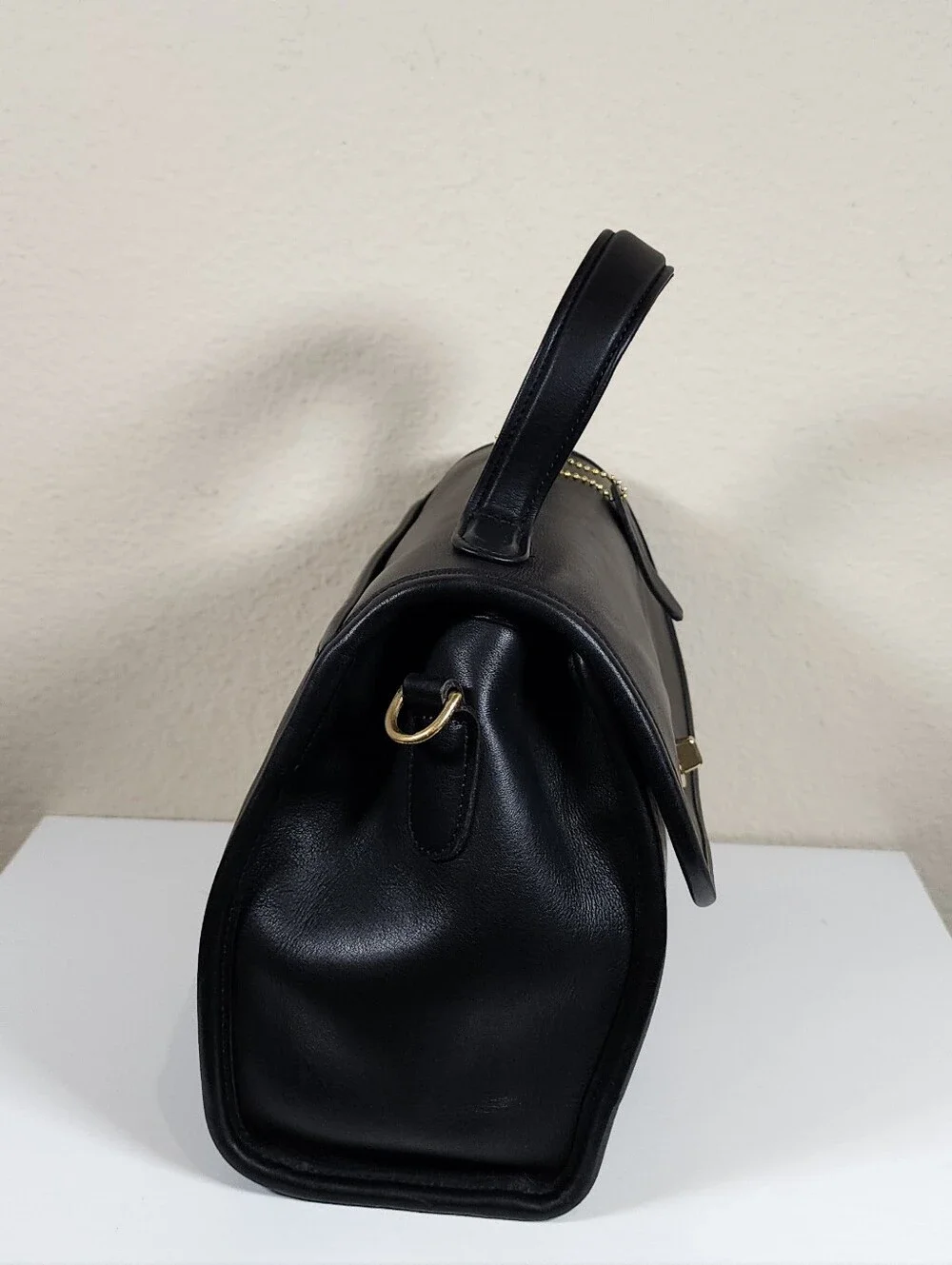 Vintage Coach Black Leather Manor Bag #9977